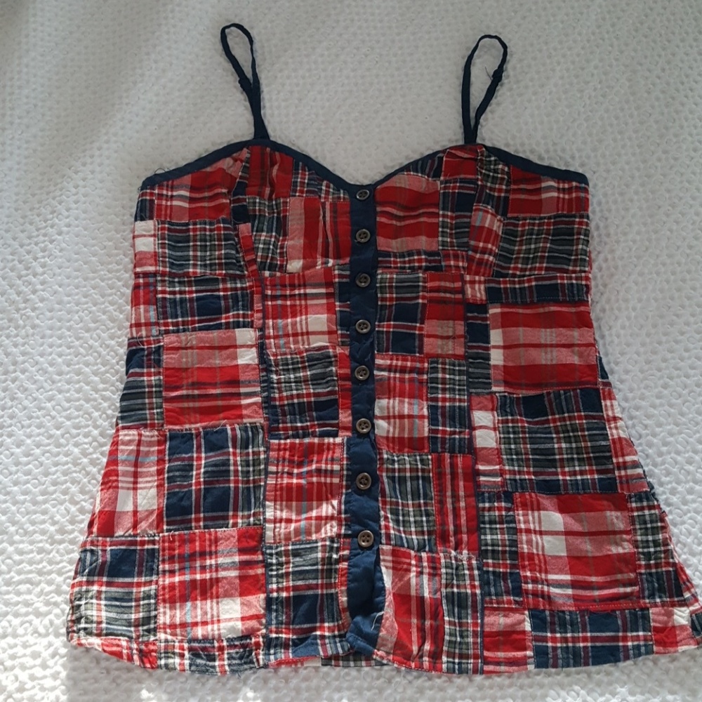 Patchwork Red and Blue Top